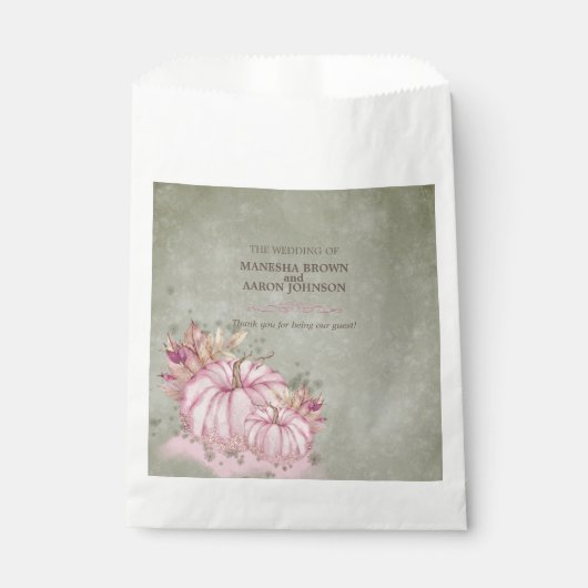 PINK Pumpkin Harvest - Wedding Favor Bag Bedankzakje (Voorkant)