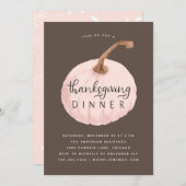 Pink Pumpkin Thanksgiving Dinner Party Kaart (Voorkant / Achterkant)