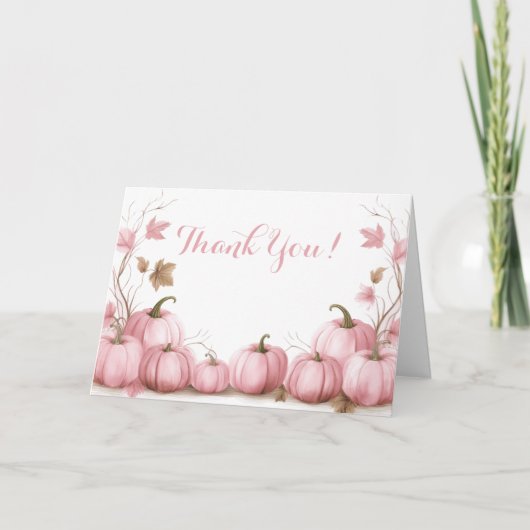 Pink Pumpkin Theme Baby shower Bedankkaart (Voorkant)