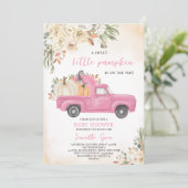 Pink Pumpkin Truck Baby shower Kaart (Staand voorkant)