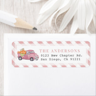 Pink Pumpkin Truck Gingham Retouradres Etiket