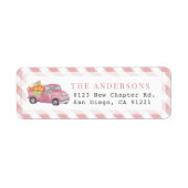 Pink Pumpkin Truck Gingham Retouradres Etiket (Voorkant)