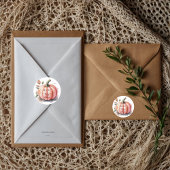 Pink Pumpkin Watercolor Boho Baby Girl Shower Ronde Sticker