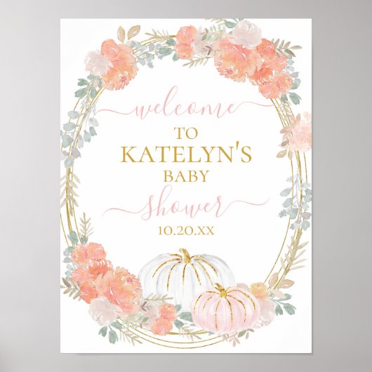 Pink Pumpkin Welcome Sign Poster (Voorkant)