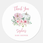 Pink Pumpkins Baby shower Bedankt Ronde Sticker (Voorkant)