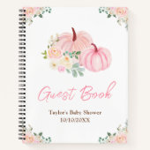 Pink Pumpkins Floral Baby shower gastenboek Notitieboek (Voorkant)