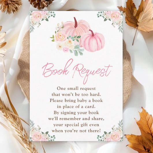 Pink Pumpkins Floral Book Request Informatiekaartje