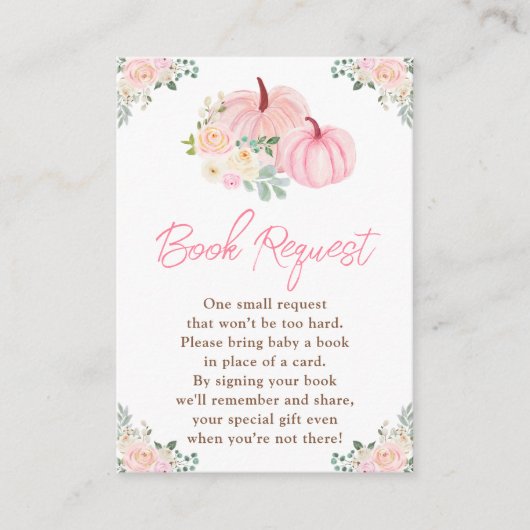 Pink Pumpkins Floral Book Request Informatiekaartje (Voorkant)