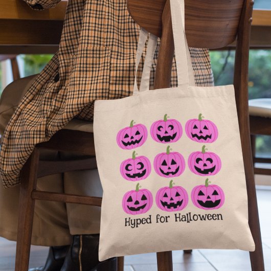 Pink Pumpkins gehyped voor Halloween Tote Bag