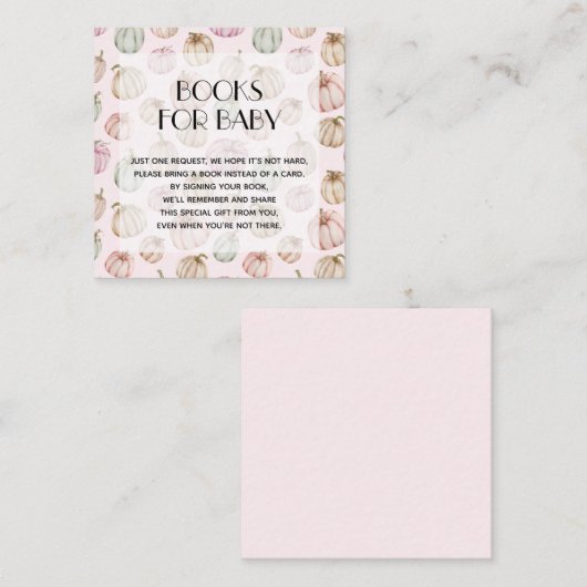 Pink Pumpkins Girl Baby Book Request Informatiekaartje (Voorkant / Achterkant)