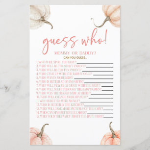Pink Pumpkins Herfst Guess Wie Baby shower spel
