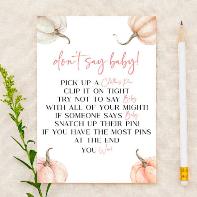 Pink Pumpkins Herfst Zeg geen Baby shower Spel (Creator heeft geüpload)