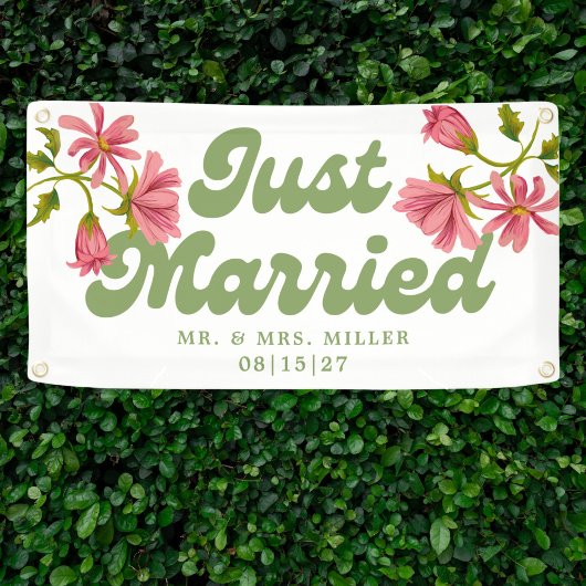 Pink Punch Just Married Car Banner