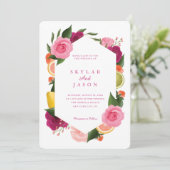 Pink Punch Waterverf Fruity Citrus Floral White Kaart (Staand voorkant)