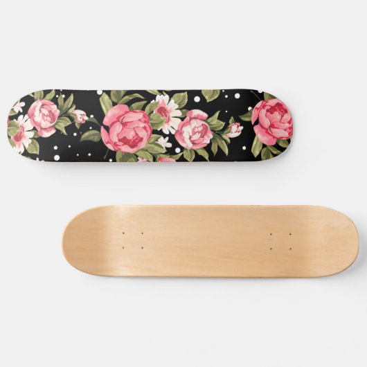 Pink Puny Peonies Skateboard (Horizontaal)