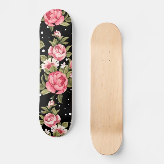 Pink Puny Peonies Skateboard (Voorkant)