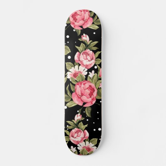 Pink Puny Peonies Skateboard (Voorkant)