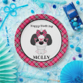 Pink Puppy Dog gepersonaliseerd Birthday Party Nap Papieren Bordje (Feest)