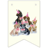 Pink Puppy Dog Theme Verjaardagsfeest Vlaggetjes (Eerste vlag)