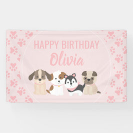 Pink Puppy verjaardagsfeestje banner