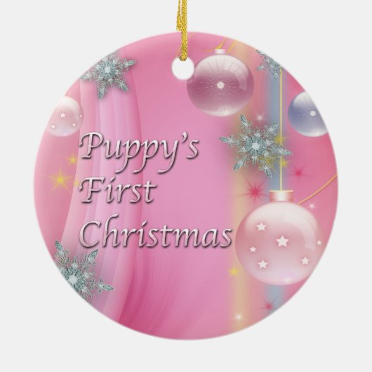 Pink Puppy's Eerste Kerstboom Ornament (Achterkant)