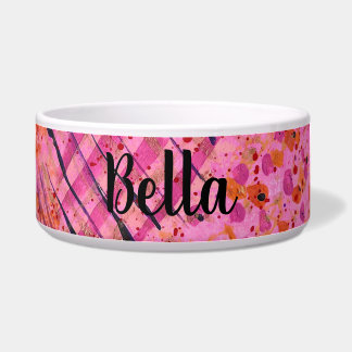 Pink Purple Abstract Painting Ceramic Pet Bowl Voerbakje