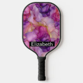 Pink, Purple and Gold Alcohol Ink Personalized Pickleball Paddle (Voorkant)