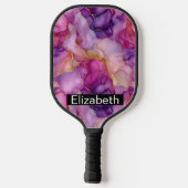 Pink, Purple and Gold Alcohol Ink Personalized Pickleball Paddle (Achterkant)