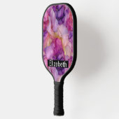 Pink, Purple and Gold Alcohol Ink Personalized Pickleball Paddle (Links)