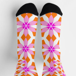 Pink Purple and Orange Floral Geometric Sokken