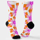 Pink Purple and Orange Floral Geometric Sokken (Gebogen)