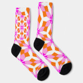 Pink Purple and Orange Floral Geometric Sokken (Rechts)