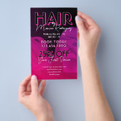 Pink purple black hair salon Flyer (Hand)