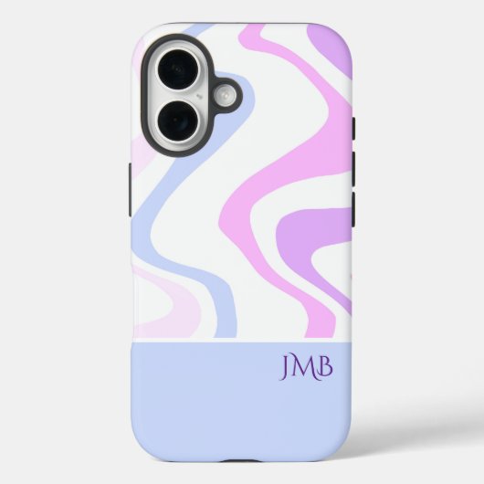Pink Purple Blue Abstract Personalized Name Case-Mate iPhone Case (Achterkant)