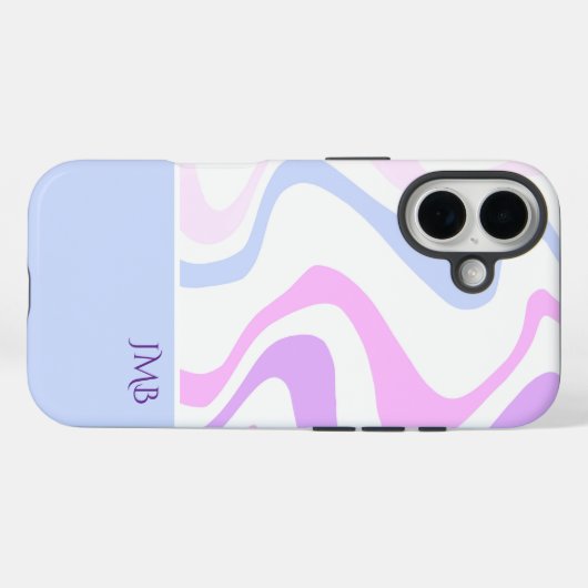 Pink Purple Blue Abstract Personalized Name Case-Mate iPhone Case (Achterkant (horizontaal))