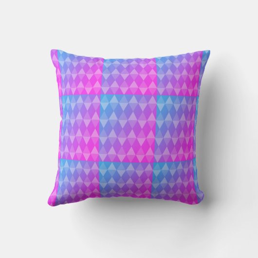 Pink, Purple, Blue Diamond Pattern Kussen (Achterkant)
