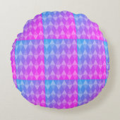Pink, Purple, Blue Diamond Pattern Rond Kussen (Voorkant)