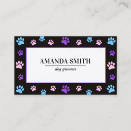 Pink Purple Blue Paw Prints Pet  Business Card Visitekaartje