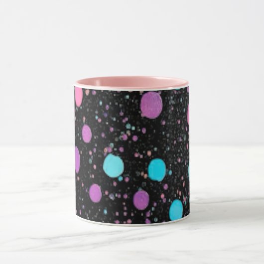 Pink Purple Blue Polka Dots pattern Design Mok (Midden)