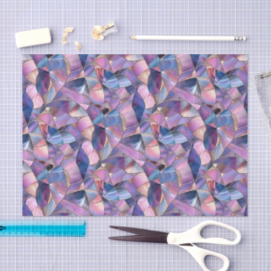 Pink Purple Blue Watercolor Mosaic Stained Glass  Tissuepapier (Craft)