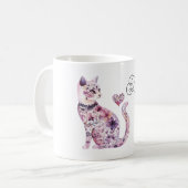 Pink Purple Blush Flowers Heart Love Cat Koffiemok (Voorkant links)