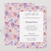 Pink Purple Blush Flowers Hearts Birthday Kaart (Voorkant / Achterkant)