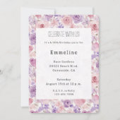 Pink Purple Blush Flowers Hearts Birthday Kaart (Voorkant)