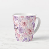 Pink Purple Blush Flowers Hearts Latte Mok (Rechterhoek)