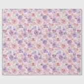Pink Purple Blush Flowers Hearts Valentine's Day Cadeaupapier (Vlak)
