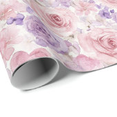 Pink Purple Blush Flowers Hearts Valentine's Day Cadeaupapier (Rol Hoek)