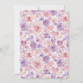 Pink Purple Blush Flowers Hearts Wedding Kaart (Achterkant)