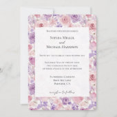 Pink Purple Blush Flowers Hearts Wedding Kaart (Voorkant)