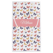 Pink Purple Butterflies Custom Name Klein Cadeauzakje (Achterkant)