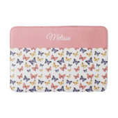 Pink Purple Butterflies Monogram Name Badmat (Voorkant)